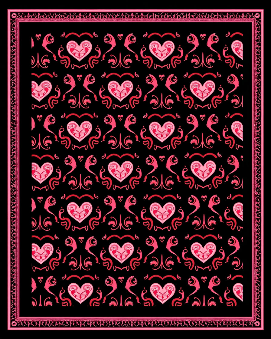 Pink Heart Swirl Repeating Pattern Rug