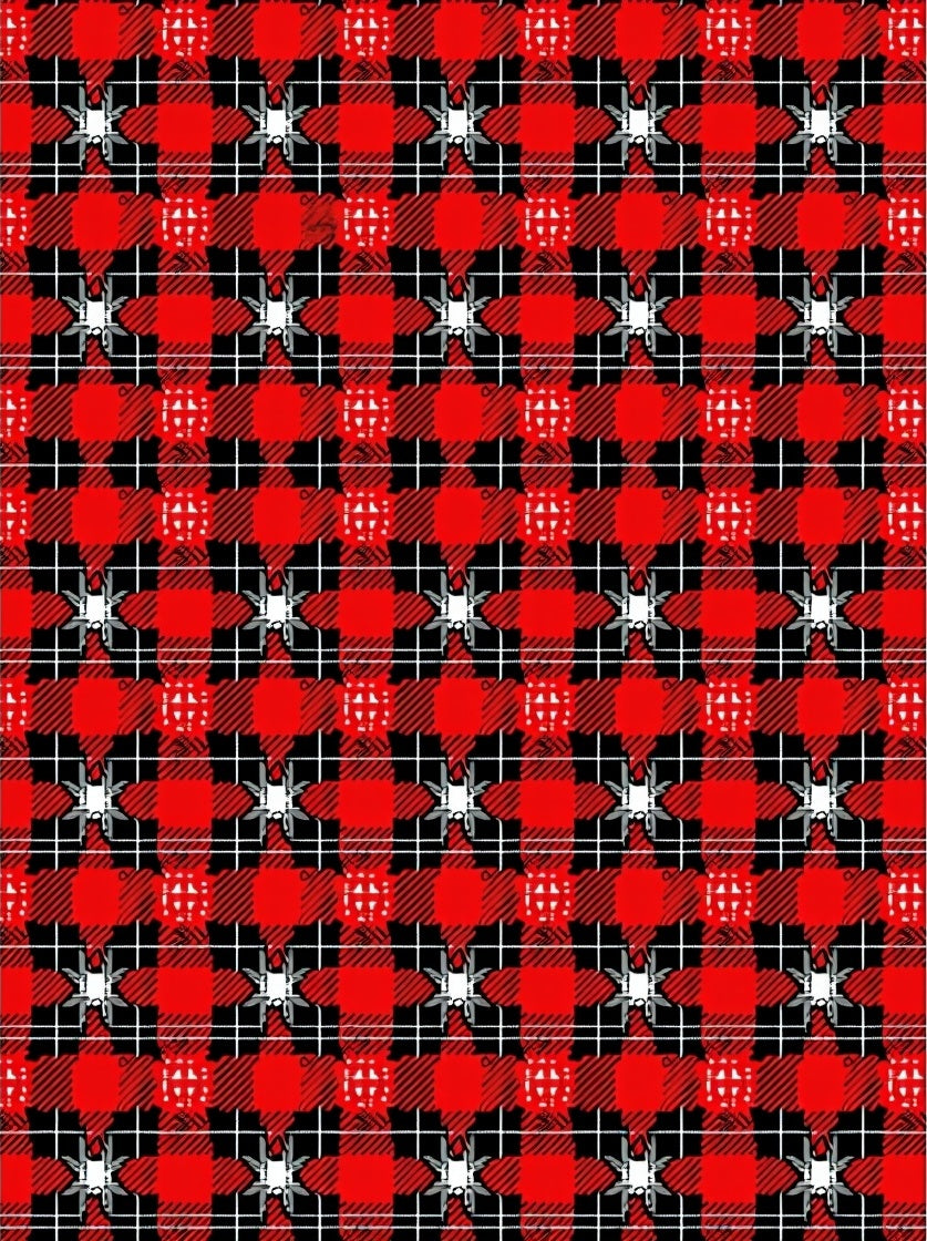Red Black Gingham Starburst Rug