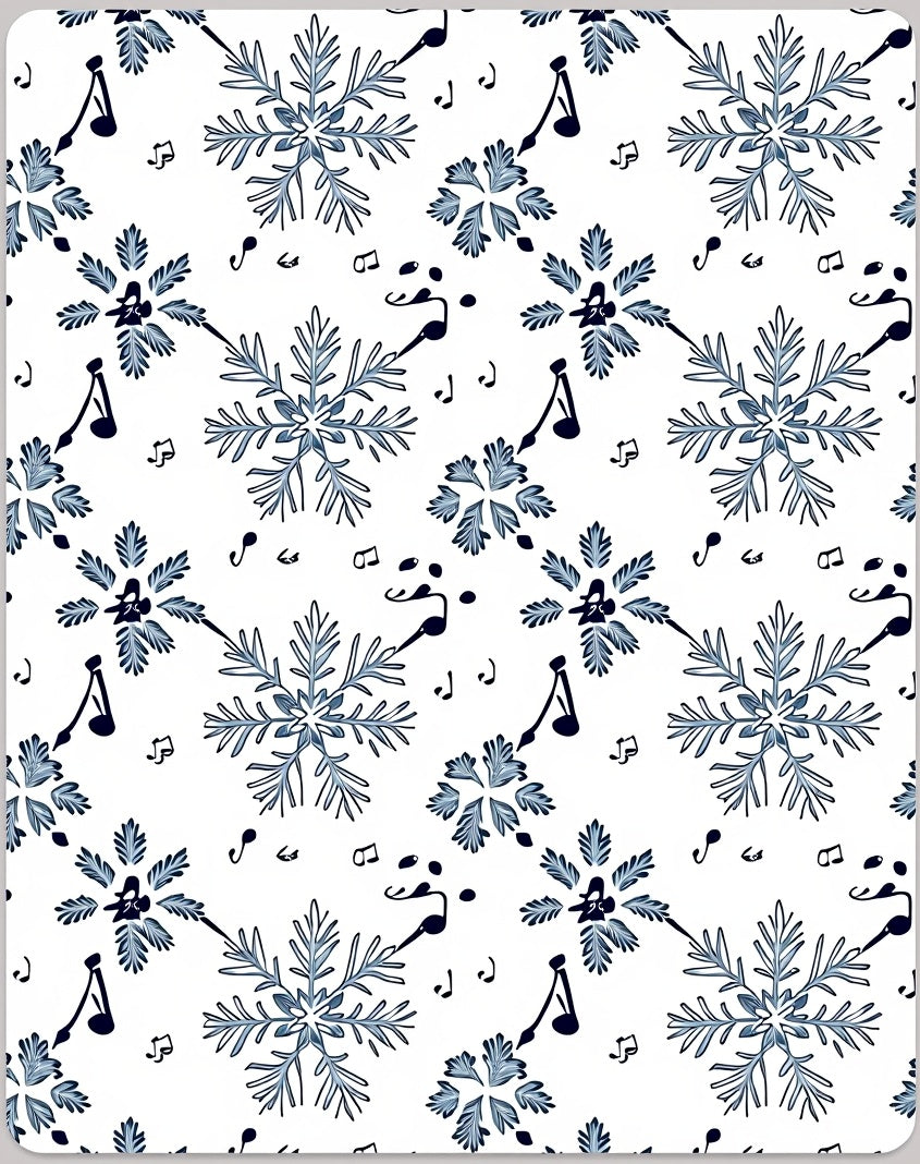 Blue Snowflake Music Note Harmony Rug