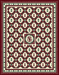 Maroon Cream Floral Lattice Medallion Rug
