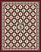 Maroon Cream Floral Lattice Medallion Rug