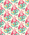 Pink Bunny Floral Garden Art Rug