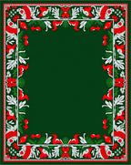 Emerald Red White Folk Art Animals Rug