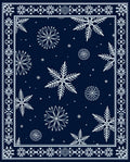 Navy White Snowflake Winter Border Rug