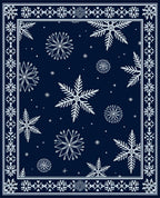 Navy White Snowflake Winter Border Rug