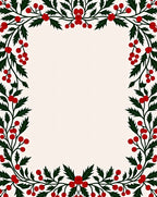 Vibrant Red Holly Berry Border Rug