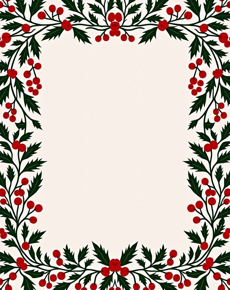 Vibrant Red Holly Berry Border Rug