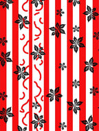 Bold Red White Striped Leaf Design Rug