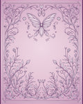 Ornate Lilac Butterfly Floral Scroll Rug