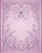 Ornate Lilac Butterfly Floral Scroll Rug