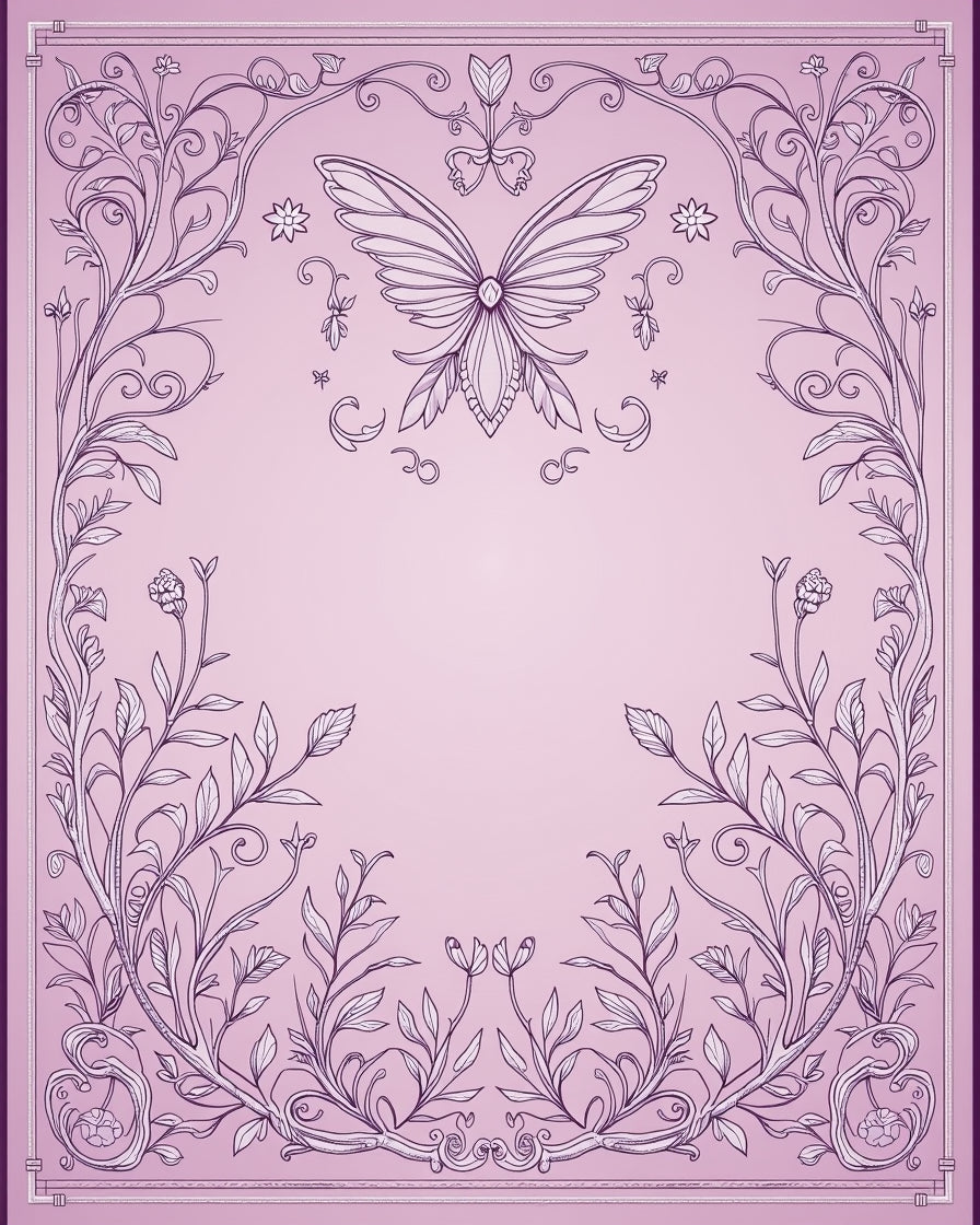 Ornate Lilac Butterfly Floral Scroll Rug