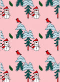 Pink Snowman Cardinal Winter Forest Rug