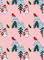 Pink Snowman Cardinal Winter Forest Rug