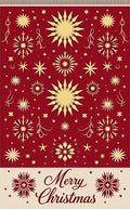 Festive Red Gold Snowflake Christmas Rug