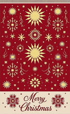 Festive Red Gold Snowflake Christmas Rug