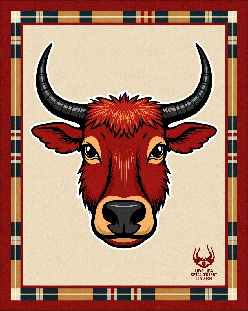Red Bull Rustic Tartan Border Rug