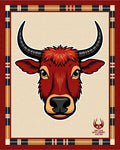 Red Bull Rustic Tartan Border Rug