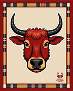 Red Bull Rustic Tartan Border Rug