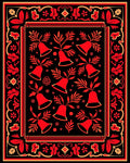 Khokhloma Red Bell Floral Border Rug
