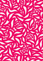 Vibrant Hot Pink Abstract Foliage Rug