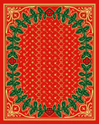 Crimson Red Floral Vine Border Rug