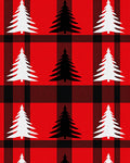 Red Black Buffalo Plaid Trees Rug