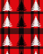 Red Black Buffalo Plaid Trees Rug