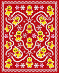 Holiday Gingerbread Man Snowflake Red Rug