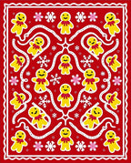 Holiday Gingerbread Man Snowflake Red Rug