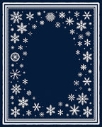 Winter White Snowflake Navy Border Rug