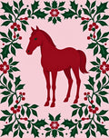 Crimson Horse With Holly Garland Rug