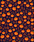 Spooky Orange Jack-o-Lantern Fall Branches Rug