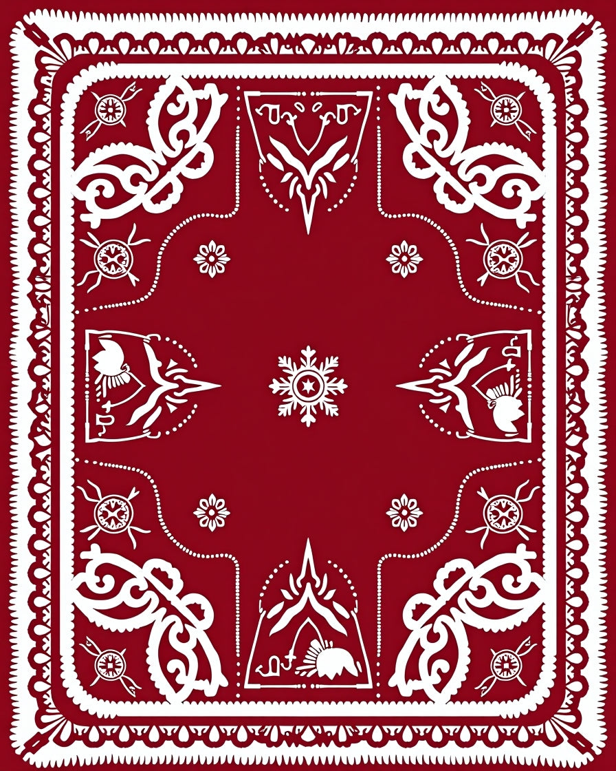 Deep Red Ornate Mandala Medallion Rug