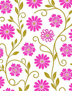 Pink Daisy Vine Swirls Rug