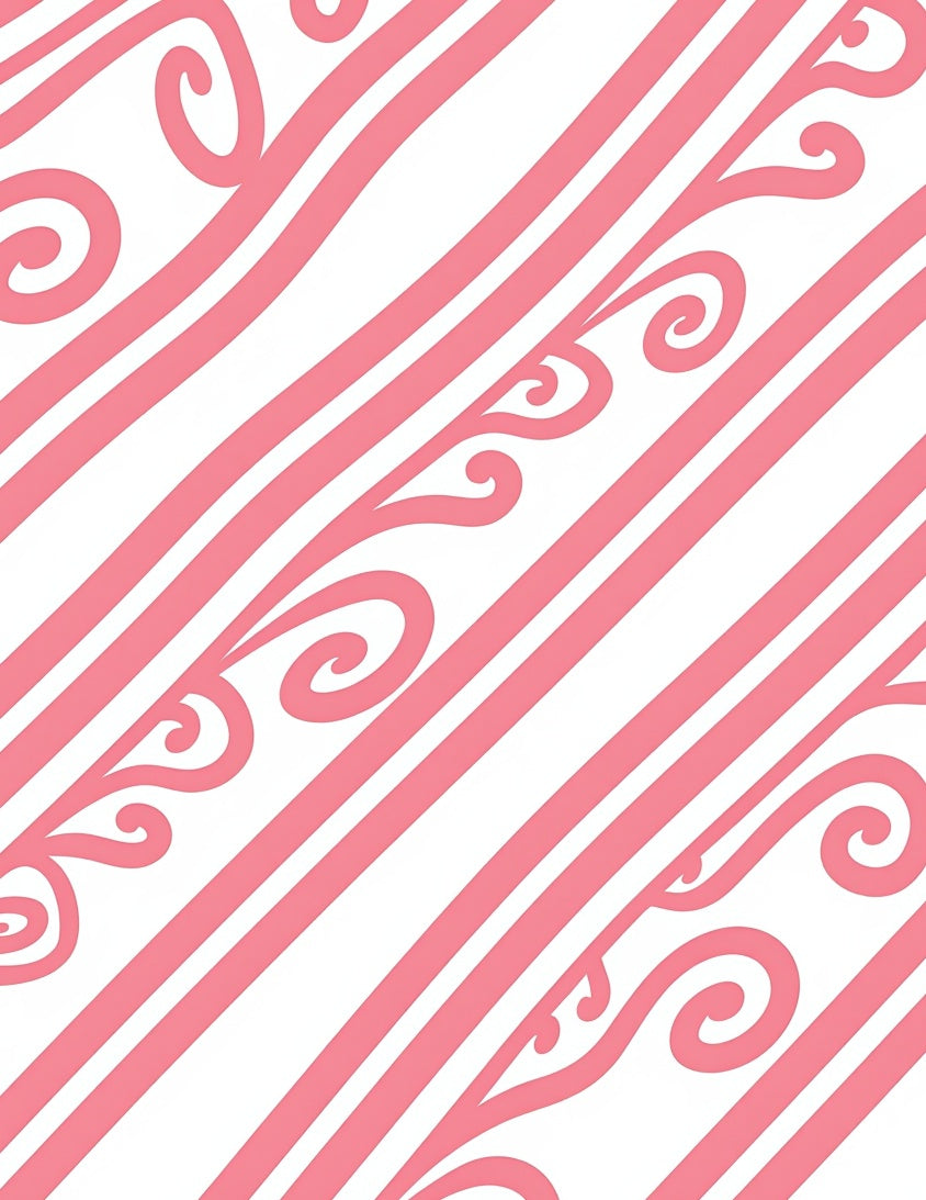 Coral Swirls Diagonal Stripe Rug
