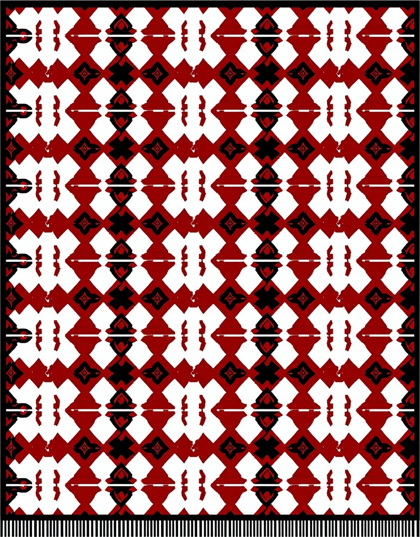 Bold Red Diamond Medallion Arrangement Rug