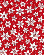 Festive Red White Floral Snowflakes Rug