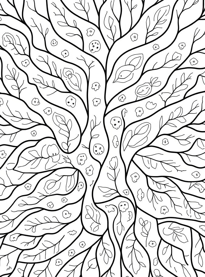 Abstract Organic Branch Leaf Swirls Rug
