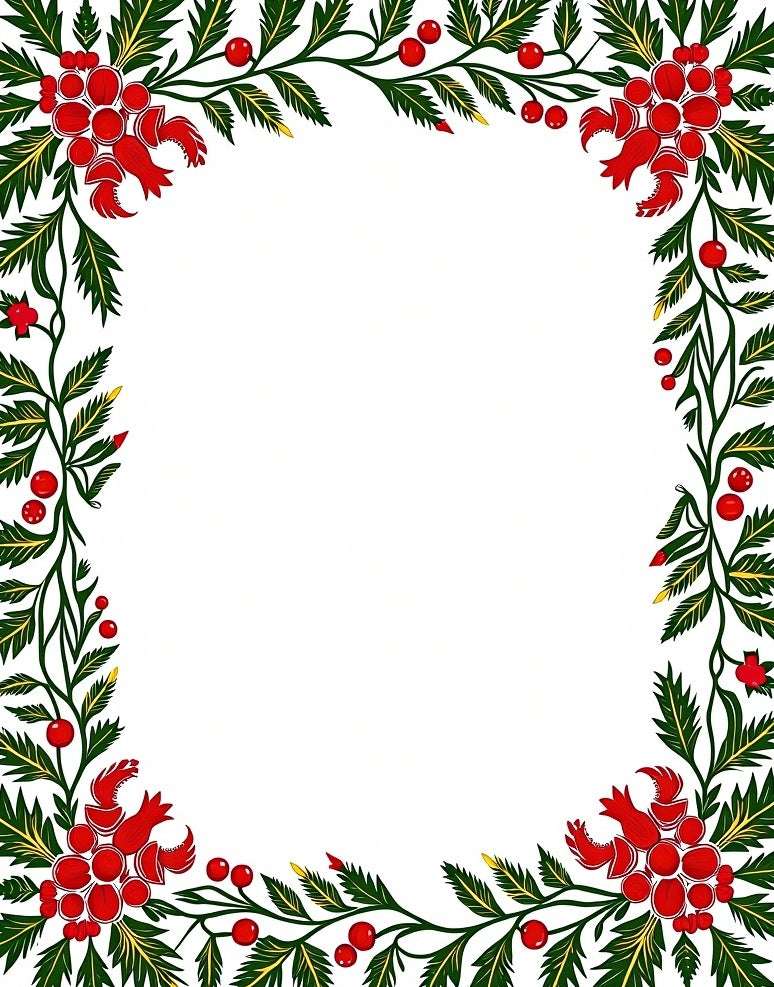 Red Berry Garland Border Rug