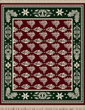 Crimson Cream Ornate Paisley Border Rug