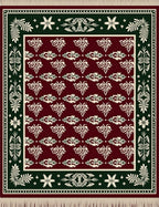Crimson Cream Ornate Paisley Border Rug