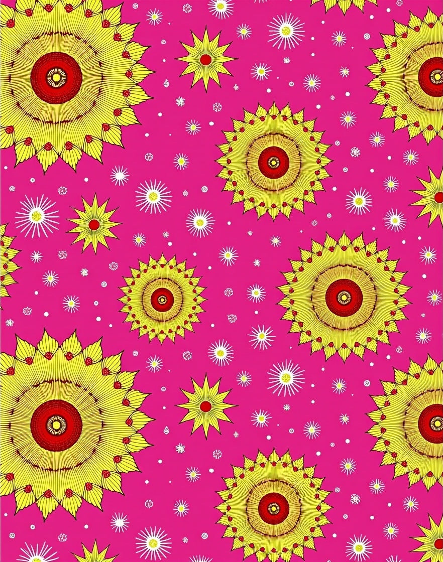 Blazing Sunburst Yellow Red Rounds Rug