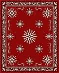 Crimson Snowflakes Ornate Border Rug
