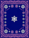 Winter Snowflake Bordered Blue Rug