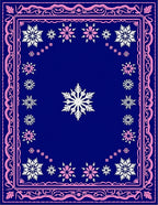 Winter Snowflake Bordered Blue Rug