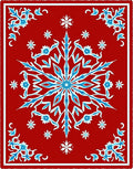 Crimson Snowflake Medallion Ice Blue Rug