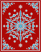 Crimson Snowflake Medallion Ice Blue Rug