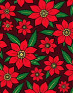 Vibrant Red Poinsettia Floral Rug