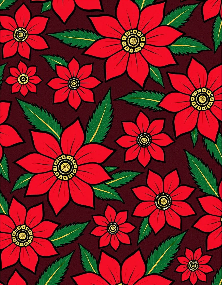 Vibrant Red Poinsettia Floral Rug