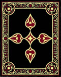 Crimson Gold Ornate Border Jewel Rug